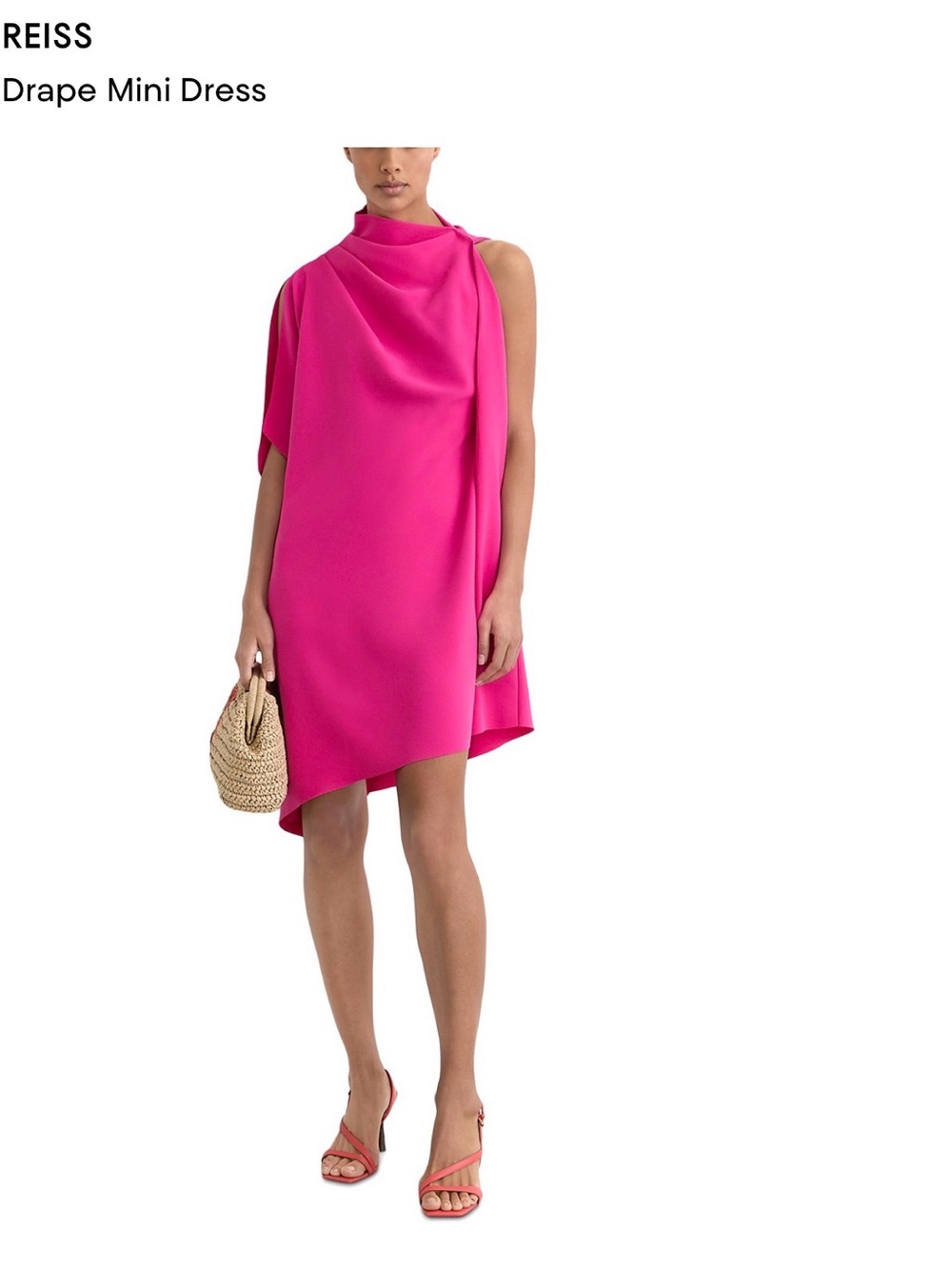 REISS Pink Drape Mini Dress size US 10